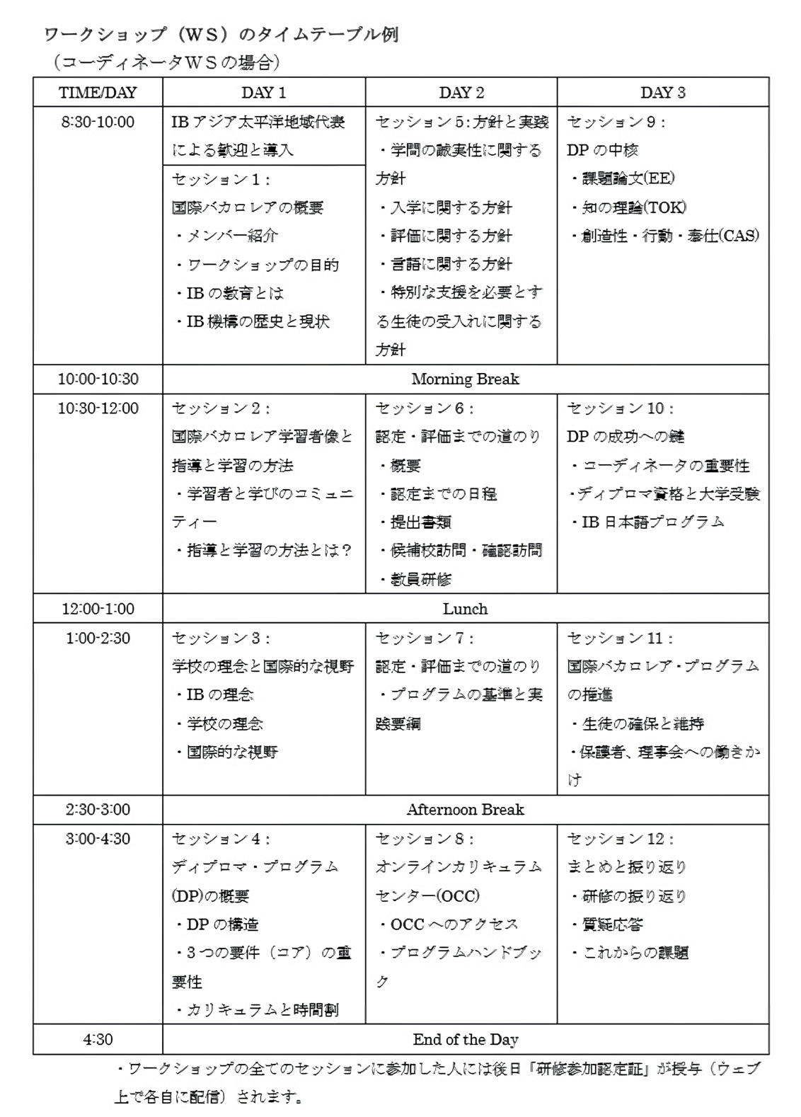 タイムテーブル例